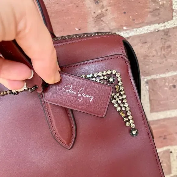 Coach x Selena Gomez Collection Bond Bow Bag Satchel Burgundy handbag purse - Picture 4 of 16